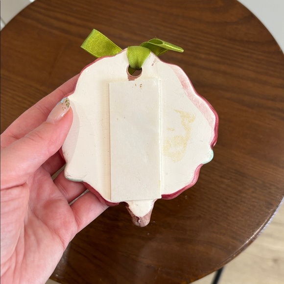 Hand-Painted Pink Flower Holiday Wall Hanging Hook with Green Ribbon - Picture 4 of 4